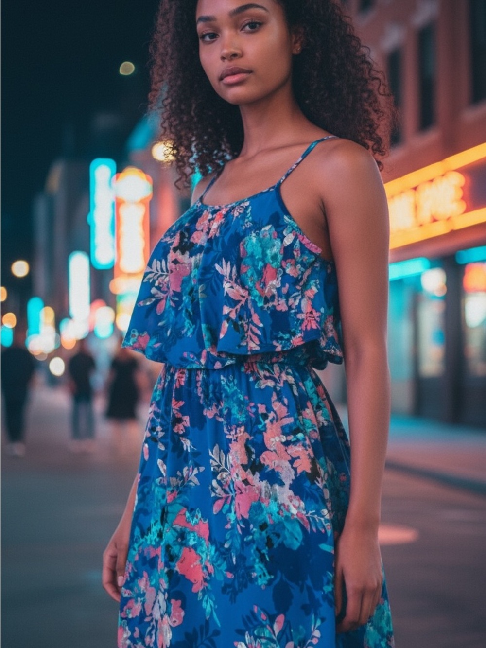 Xhilaration Blue Floral Maxi Dress